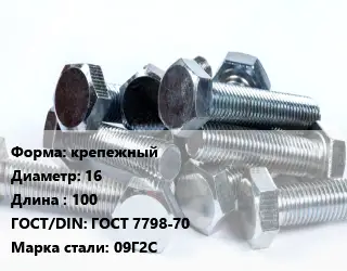 Болт крепежный 16х100 ГОСТ 7798-70 Сталь: 09Г2С